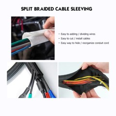 Self Wrapping Braided Split Wire Loom Cable Sleeve Harness Manage Protector LOT