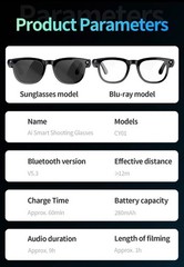 CY01 AI Smart Glasses / Photo Taking / Video recording/ AI Translation/8MP mml