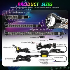 2x 1~3FT Laser LED Whip Spiral Chasing RGB Fat Whip Light For Can Am Polaris RZR