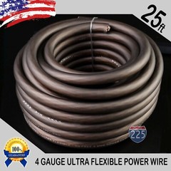 4 Gauge & 1/0 Gauge RED BLACK BLUE SILVER Power Stranded Wire Car Audio Cable