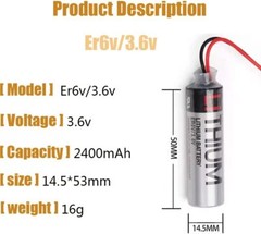 10 pcs 6V Toshiba ER6V/3.6V ER6VC119A ER6VC119B Battery For Mitsubishi M70 PLC