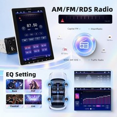 10.1” Single DIN Car Stereo, Wireless CarPlay Android Auto, Rotating Display