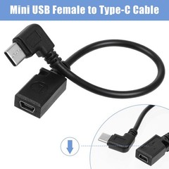 Mini USB to C Adapter – 90 Degree USB-Type-C Male 5.9in, black