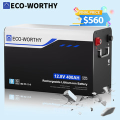 ECO-WORTHY 12V 400AH Metal Case LiFePO4 Lithium Battery with Bluetooth