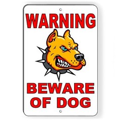 Warning Beware Of Dog 8″ x 12″ Sign doberman security attack guard bite BD015
