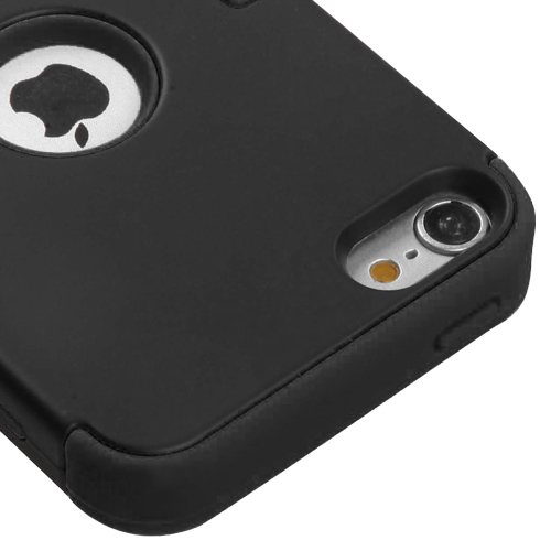 For iPod Touch 6th Gen – HARD & SOFT RUBBER HIGH IMPACT ARMOR CASE BLACK HYBRID