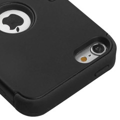 For iPod Touch 6th Gen – HARD & SOFT RUBBER HIGH IMPACT ARMOR CASE BLACK HYBRID