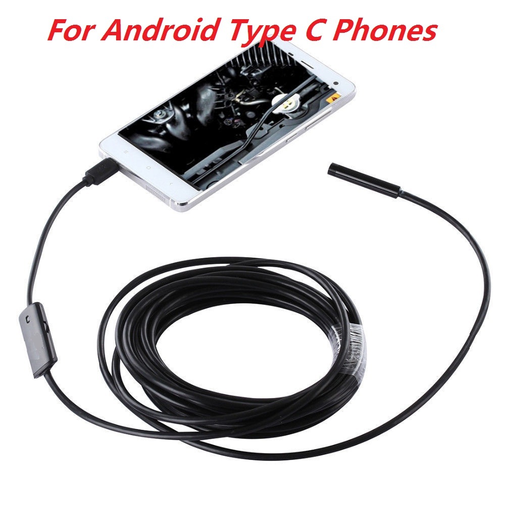 1-3M Android USB / TYPE-C Endoscope Inspection 7mm Camera 6 LED IP67 Waterproof