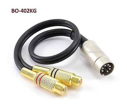 CablesOnline 1ft 7-Pin Din Male to 2RCA Gold Female Audio Cable