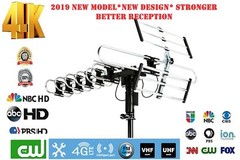 Outdoor HD TV Antenna Newest 2019 Model 200 Miles 360 Degree Rotation UHF/VHF/FM