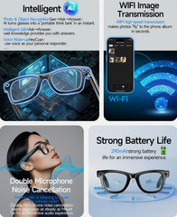 4k Smart AI Glasses for Men, Women, 8 MP Camera, Open-Ear Speakers, 1080p HD