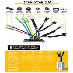 KT Controller 15A-50A 36/48V SM WP Plug Sine Wave Controller Electric Bike Sets