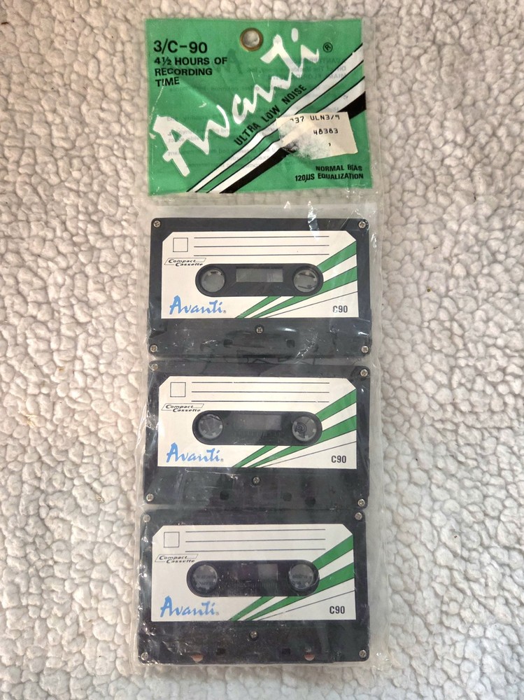 Avanti 90 Minute Recording Cassette Tapes SEALED Made In Hong Kong Pack of 3