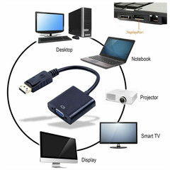 laptop Game Monitor FHD 1080P DisplayPort Male DP to VGA Adapter Cable Comverter