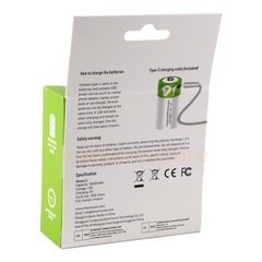 USB 12000mWh Rechargeable D Size Lithium ion Batteries LR20 1.5V with Cable Lot