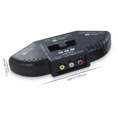 AV Composite RCA Selector Box Switch Splitter w/ Cable Cord Plug Fosmon 3 Port