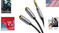 Durable 3.5mm Y Splitter for Headsets – Ideal for Gaming, PC, Laptop, Tablet