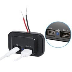 12-24V 4.8A Dual USB PD QC3.0 Car Boat RV Charger Socket LED Power Outlet lot