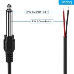 2-Pack 6FT Replacement 6.35mm Male Plug to Bare Wire Open End TS 2 Pole Mono …