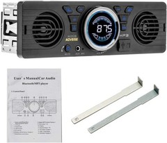Single 1 Din FM Bluetooth Car Stereo Radio Head Unit Built-in Speakers In-Dash