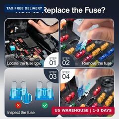 JOREST 300Pcs Car Fuse Assortment Kit, 160 Mini Blade Fuses Automotive + 90 Stan
