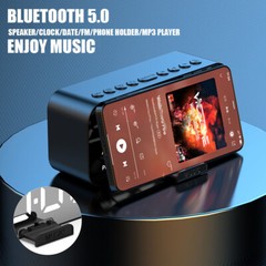 Wireless Bluetooth Speaker Alarm Clock MP3 Player FM Radio Phone Holder Stand US