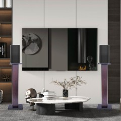 Pair Black Walnut Speaker Stands 36 in (90 cm) Sand-Fillable Bookshelf