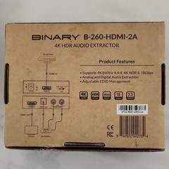 (2) Binary B-260-HDMI-2A 4K@60 HDR HDMI Audio Extractor 18Gbps HDCP 2.2
