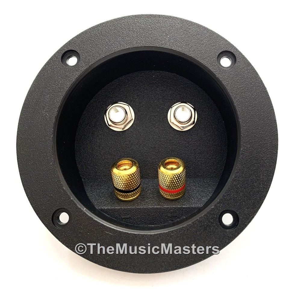 Gold Banana Speaker Screw Terminal Cup Dual 1/4″ Jacks Home Pro Studio Cabinets