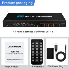 HDMI 9×1 Multiviewer 4K30hz 9 In 1 Out 1080P Screen Multi-Viewer Seamless Switch