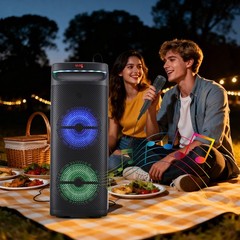 Dual 10″ Subwoofer Portable Bluetooth Speaker Heavy Bass Sound System Party +Mic