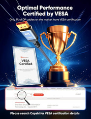 Capshi 8K DisplayPort Cable 1.4, VESA Certified 6.6FT DP Cord (8K@60Hz, 4K@144Hz
