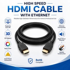 High Speed HDMI Cable with Ethernet – 1.5ft / 3ft / 6ft / 10ft / 15ft / 25ft