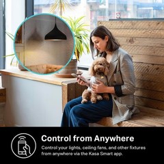 Kasa Smart Dimmer Switch HS220, Single Pole, Needs Neutral Wire, 2.4GHz Wi-Fi
