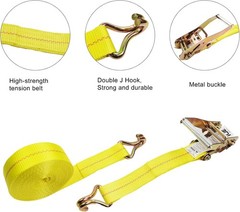 4 Pack 2″ x 27′ Ratchet Straps, 10,000lbs Heavy-Duty Cargo Tie Down with J-Hooks
