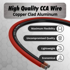 InstallGear 4 Gauge Wire – 50 feet 4 AWG Battery Cable – Copper Clad Aluminum…