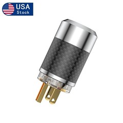 Pair 24k Gold Plated US Power Plug Carbon Fiber HiFi Audio Cable DIY Connector