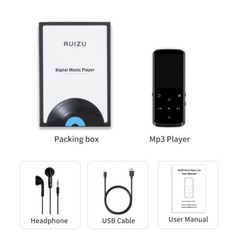 RUIZU 8GB Bluetooth Mp3 Player HiFi Lossless Built-in Speaker FM, to 128GB Black