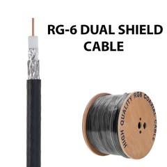 RG6 Coaxial Cable 500ft 18AWG Dual Shield Outdoor Black Coax 3GHz Satellite TV