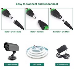 20 Pairs Male Female DC Power Connector Jack Plug 5.5×2.1mm for LED Strip Lights