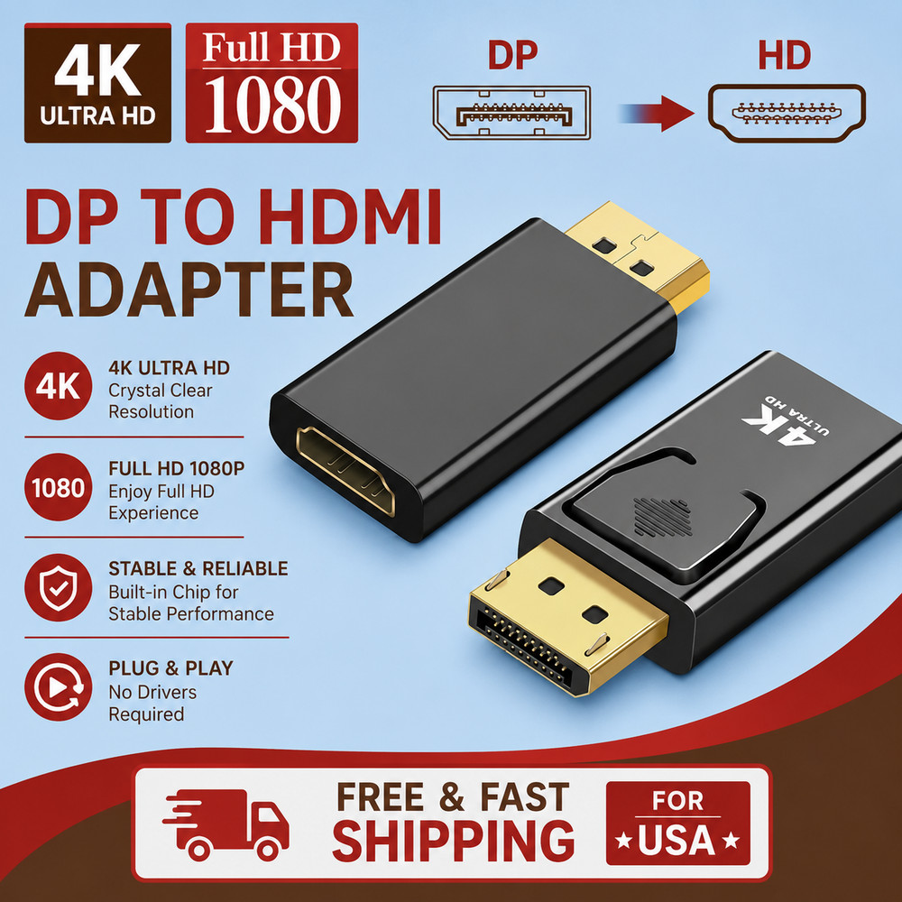 4K Display Port to HDMI Male Female Adapter Converter DisplayPort DP to HDMI