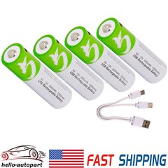 USB AA AAA 9V D Size Lithium ion Li-ion Rechargeable Battery 1.5V W/ Type C Lot