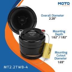 2x PRV Motorcycle Bullet Tweeter 2.25″ Short Horn 240W 4Ohm MT2.2TWB-4 Neodymium
