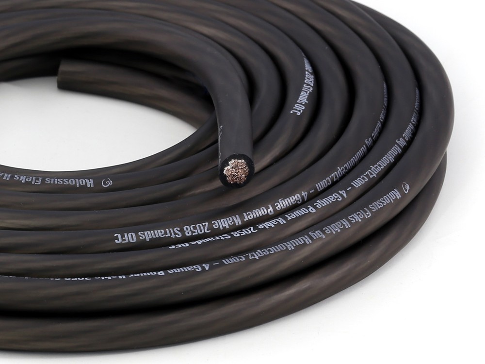 KnuKonceptz Kolossus OFC Power Ground Battery Wire 8 Gauge AWG Cable Black 5Ft