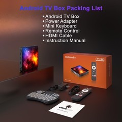4GB RAM 64GB ROM Android 14.0 TV Box, 4K UHD Media Player, Dual Band WiFi, Bluet