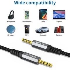 2-Pack AUX Cable 6.6ft Hi-Fi Sound 3.5mm TRS Auxiliary Audio Jack Line Lead