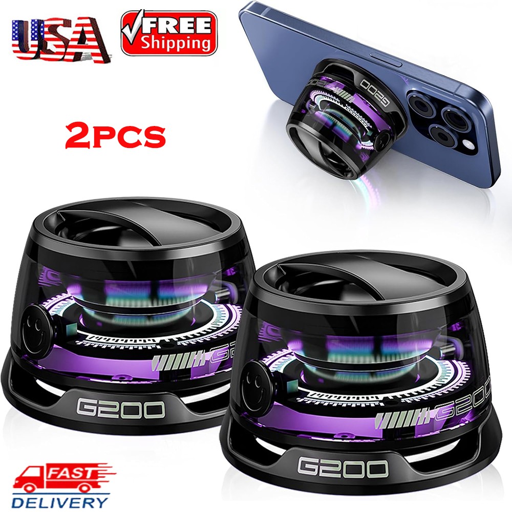 2Pack Magnetic Portable Speaker G200 Mini Sound 5.3 Bluetooth Phone Holder US