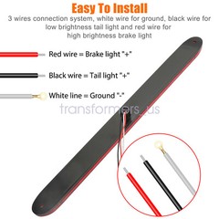 2PCS 15″ Red Truck Trailer Light Bar 11 LED Stop Turn Tail Brake Lights Strip