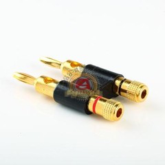 NEW Premium gold Dual 2 banana plug post jack speaker wire cable audio connector