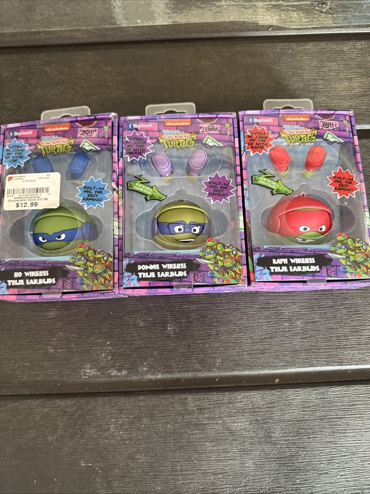 Ninja Turtle Earphones Set Of 3 Leo, Don & Raph. Charger Is Not Included. New.